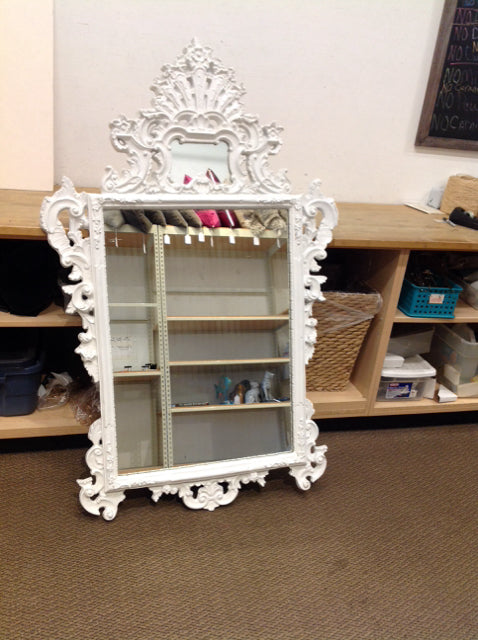 62x35 Elaborate White Framed Mirror