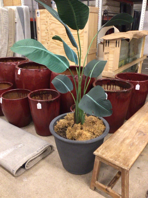 Artifical Plant In Grey Plastic Planter