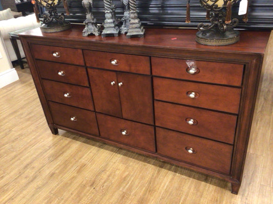 AS-IS Cherry Wood Ten Drawer Dresser