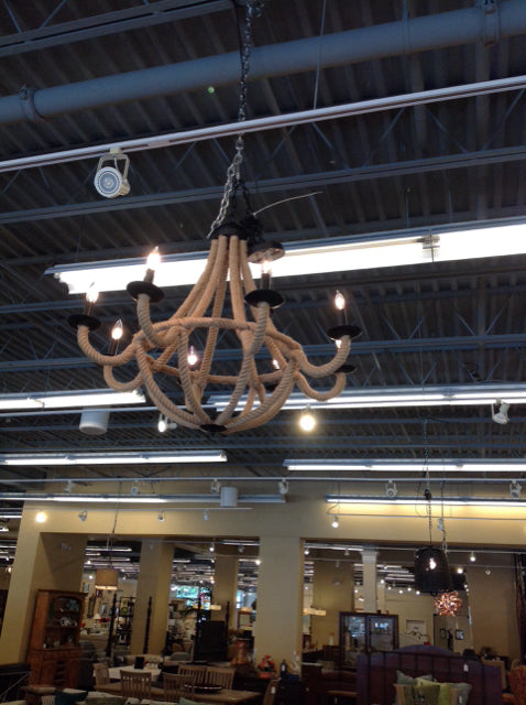 Medium 8-Light Jute Rope Chandelier