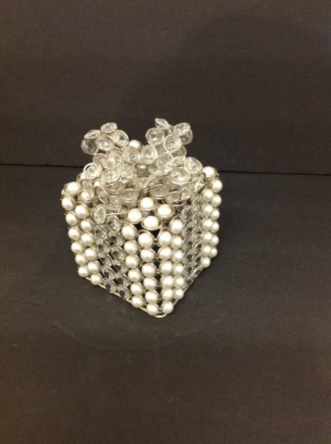 4x4x4 Faux Pearl/Bead Gift Box w/Bow