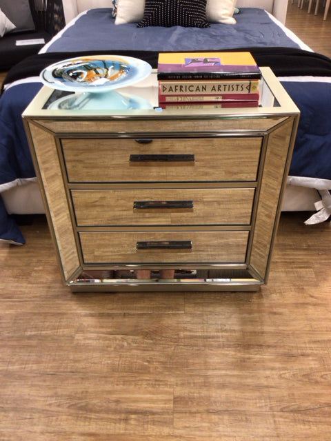 City Furniture Mirrored Three Drawer Nightstand