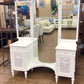 AS-IS White 4 Pc Wood & Rattan Vanity