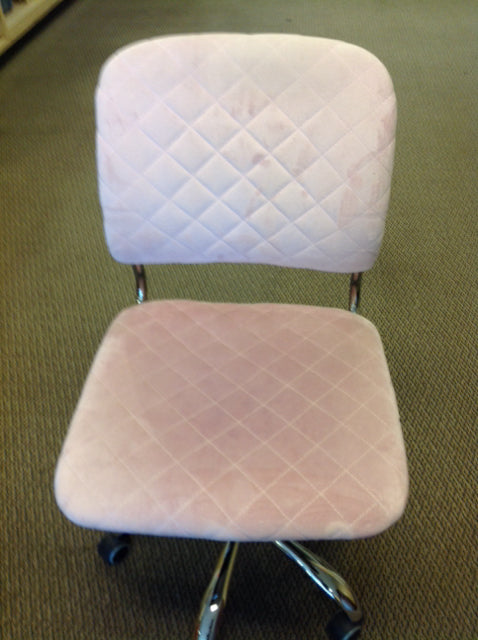 Desk Chair- Pink Fabric & Chrome