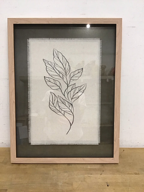 19.5x25.5 Framed Leaves on Linen Print