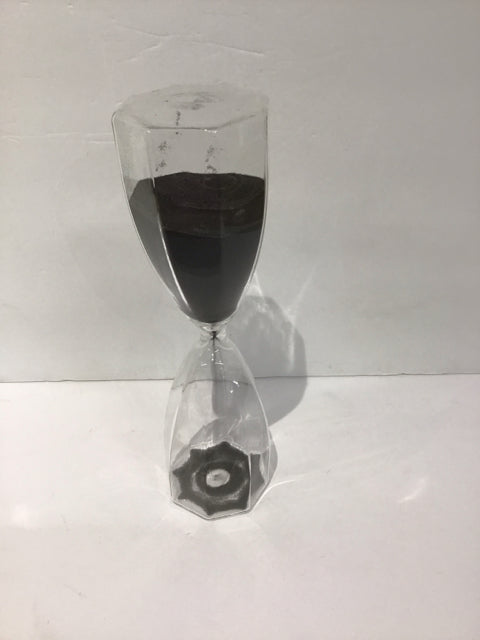 11" Glass Hourglass w/Black Sand