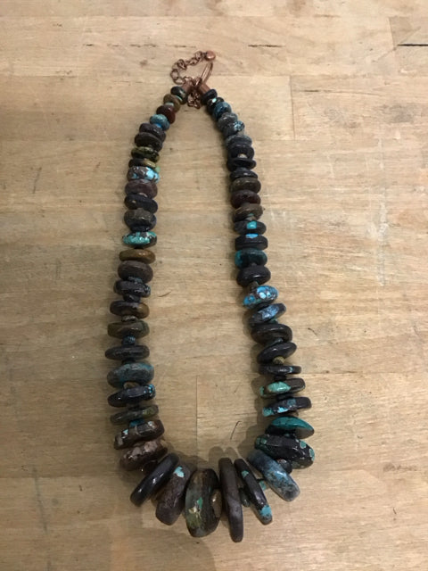 Chunky Genuine Turquoise Disc Necklace