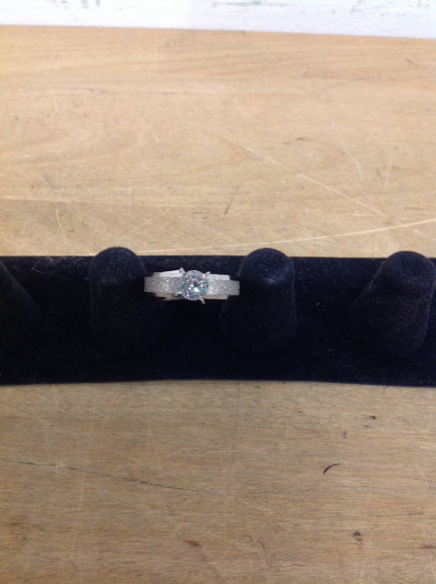 Rhinestone Silver Tone Engagement Ring