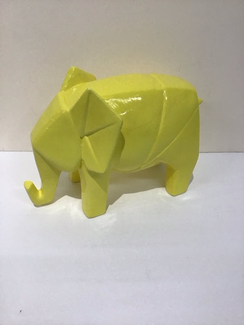 11" Yellow Ceramic Elephant