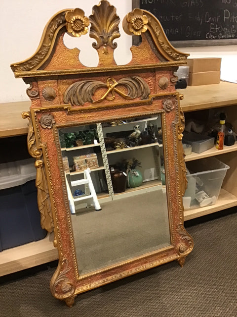 57"x34" Vintage Gold & Metallic Orange Mirror