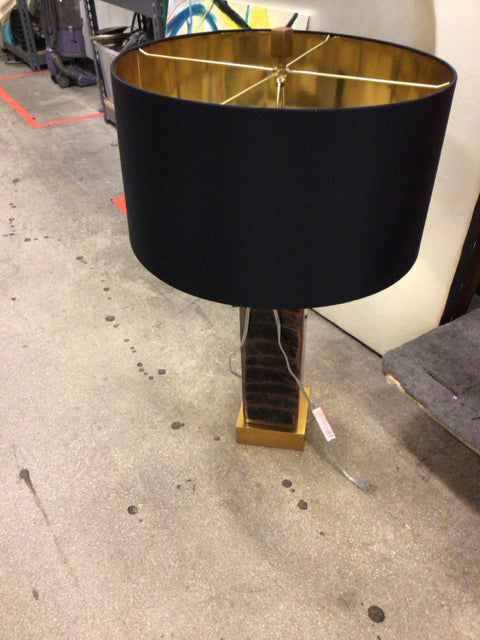 Gold Base Table Lamp W/Black/Gold Shade