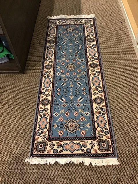 2'x9.5' Blue Field w/Florals Floor Runner