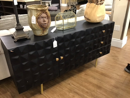 Black 2 Dr/3 Drawer Media Console (as-is)