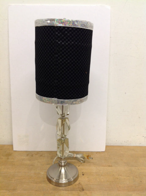 27" 3 Stacked Faceted Crystals Lamp w/Shade