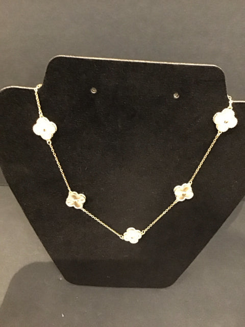 18" Van Cleef Style Gold/Paive Necklace