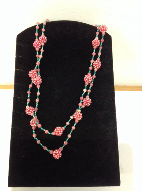 Pink & Blue Beaded Necklace