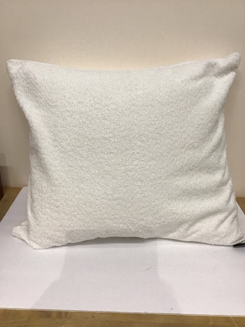 24" White Boucle Pillow