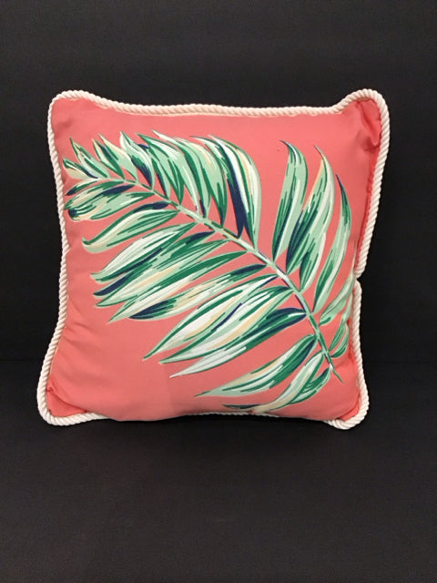 Outdoor Pillow w/Palm Design w/Braid