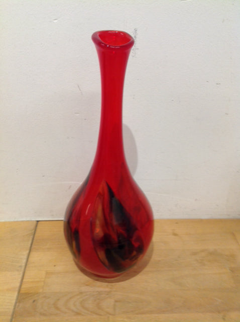 Vase- 14" Red Art Glass