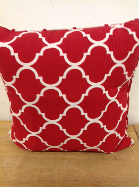 Pillow- 16" Red & White Print