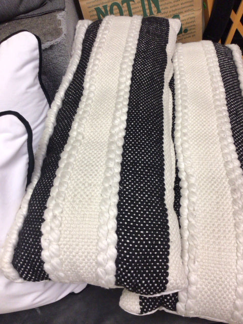 Black & White Fabric Lumbar Pillow