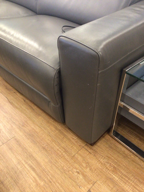 AS-IS Macys Grey Leather 6 PC Power Reclining Sectional(Scratch In Leather)