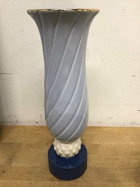 13.5" Lt. Blue/Navy Vase