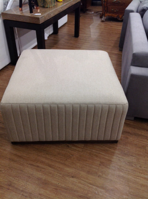 Beige Upholstered Coffee Table w/Wood Base