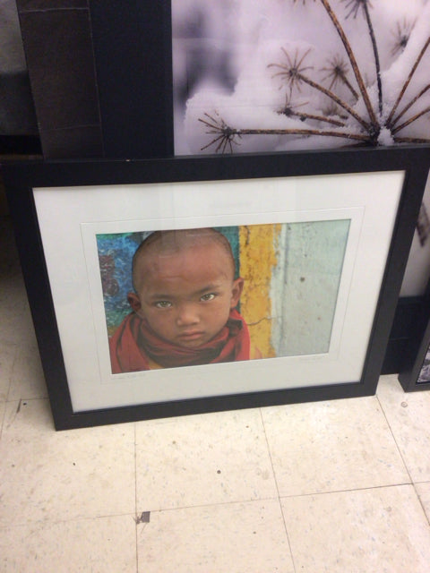 31" X 25" Wood Framed Boy Print