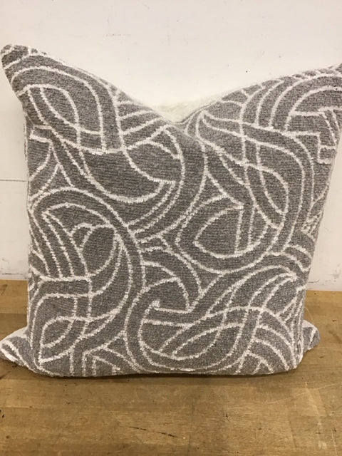 18" Gray & White Swirling Pattern Down Filled Pillow
