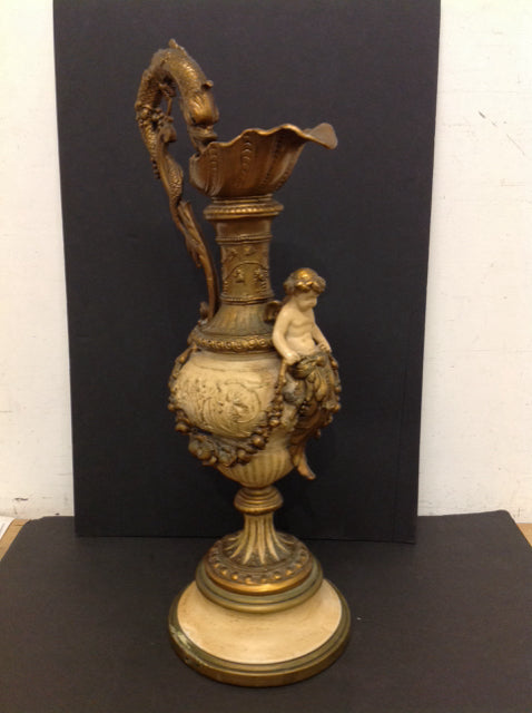 26" Ornate Tan/Gold Statue w/Cherub