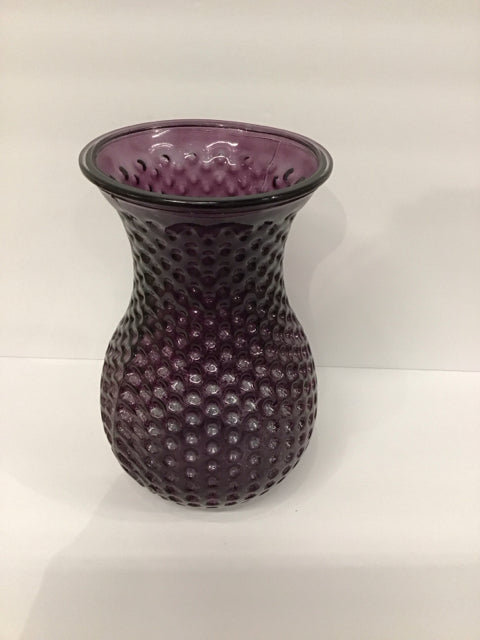 8" Dimpled Purple Glass Vase