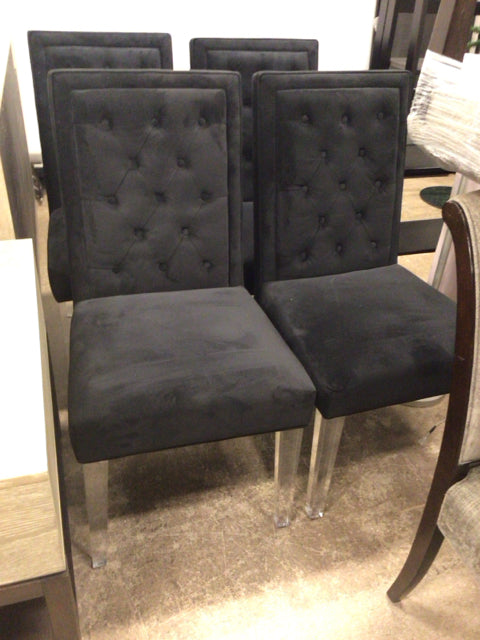 Set Of 4 Z Gallerie Maxwell Black Acrylic Leg Dining Chairs