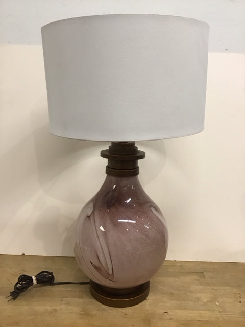 30" Art Glass Pink Burgundy Swirl w/Shade