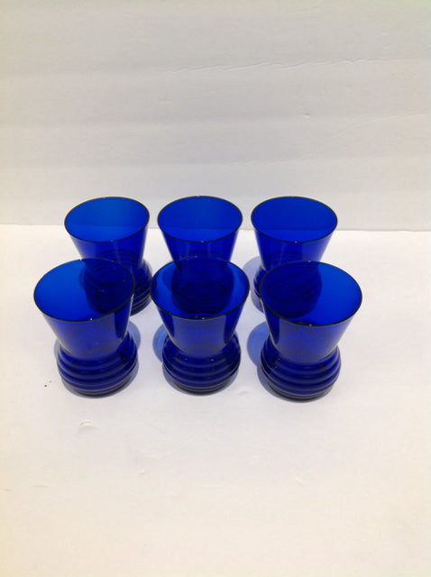 Set/6 Cobalt Schaefer Blue Glasses
