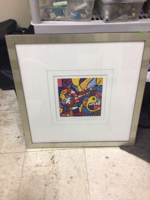 22" Square Silver Framed Britto Print