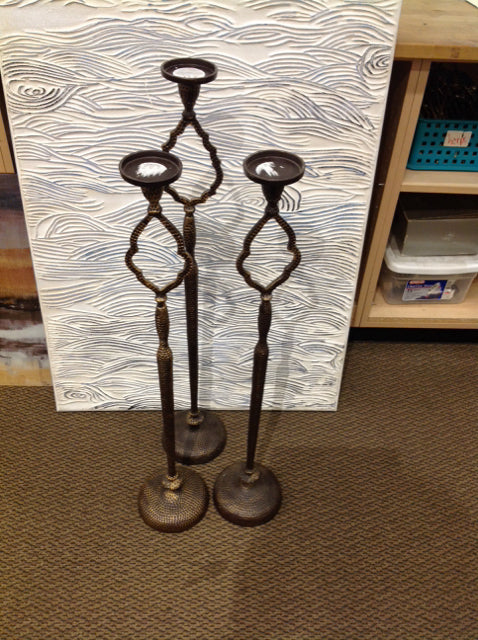 34.5,34.75,37" Graduated Gold Metal Candle Holders