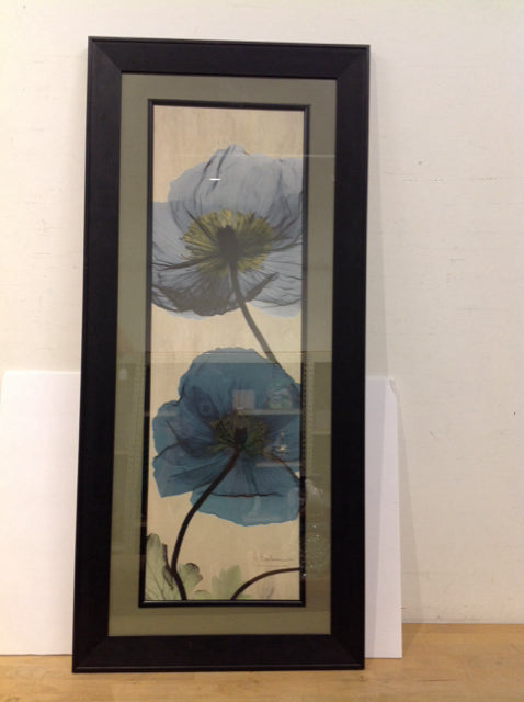 45x21 Framed Hibiscus/Poppy Print on Paper
