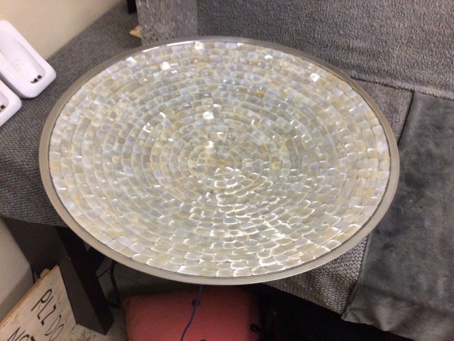 20" Justin Knight Large Shallow Mother Of Pearl Bowl