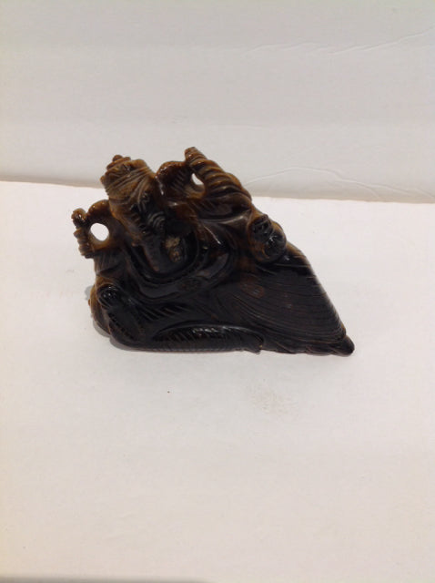 Tigers Eye Reclining Ganesh Stone Figurine