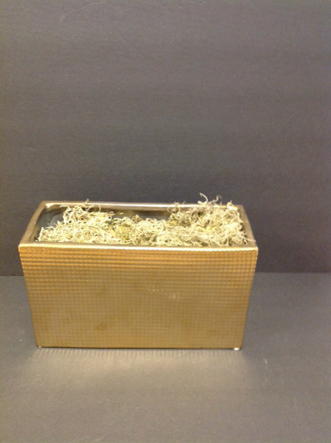 13" Gold Metal Rectangular Planter