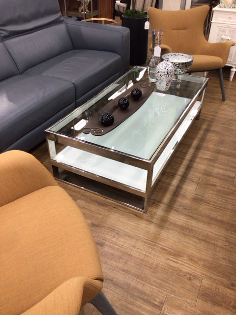 City Furniture Miami White Glass Rectangular Coffee Table