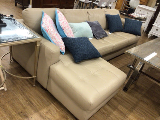 105" X 38" X 32" Natuzzi Editions Tan Sleeper Sofa W/Chaise Lounge