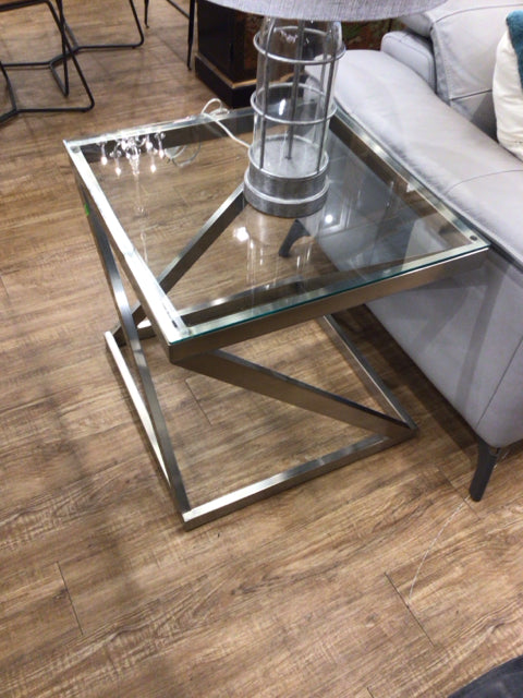 Chrome Glass Top End Table