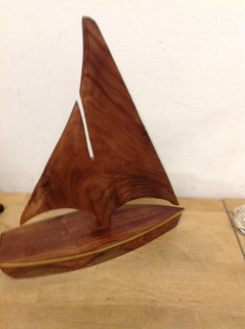 13" Wood Carved Sailboat