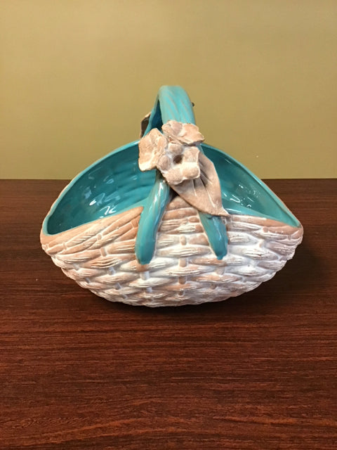 10"x8" Pink & Aqua Ceramic Bowl