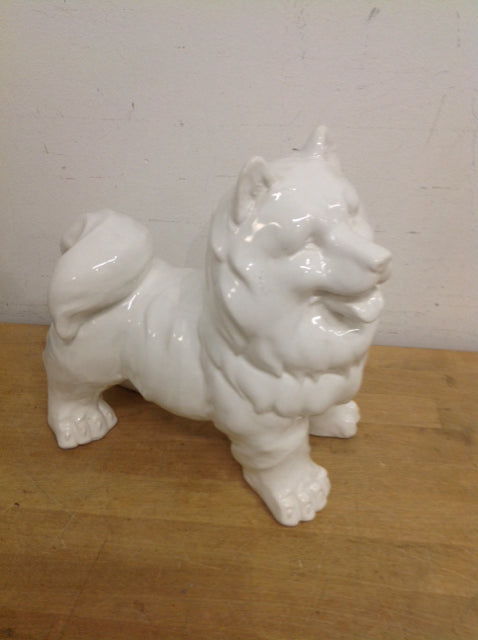 10" White Ceramic Dog