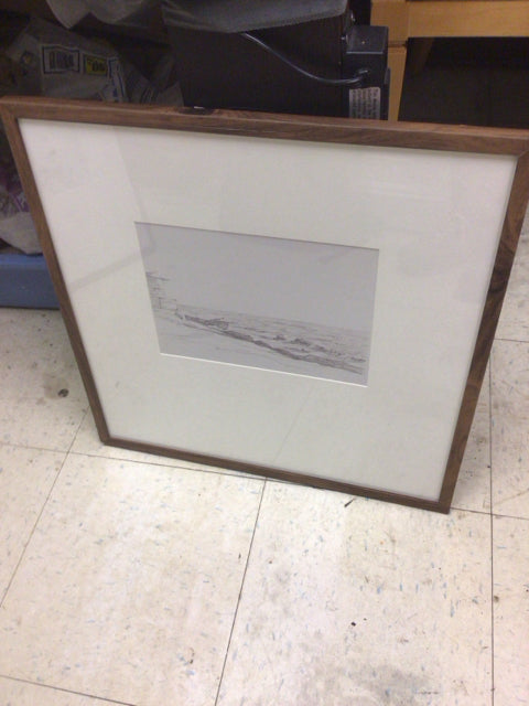 20" Square Wood Framed Black/White Landscape Print