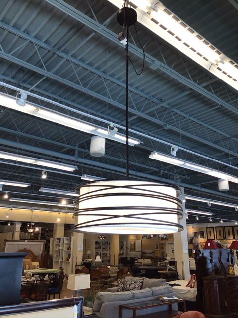 Black Metal Frosted Shade Flush Mount Chandelier