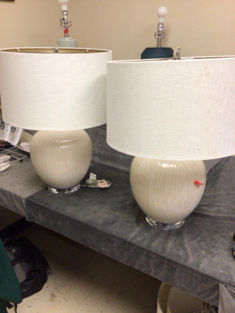 Pair Of City Furniture Arcadia Light Beige Table Lamps W/Shades